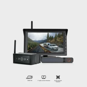 Solar3C Dual Backup Camera Kit with Monitor – 2 Wireless Cameras for RV/Trailer